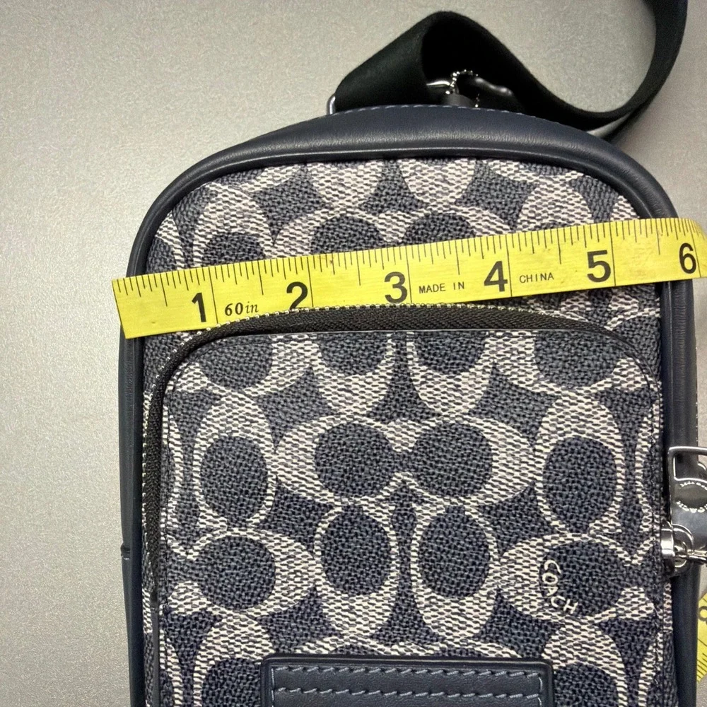 Coach Racer Sling Pack Signature Canvas Denim Chalk Crossbody Bag CEB27 SVLY7